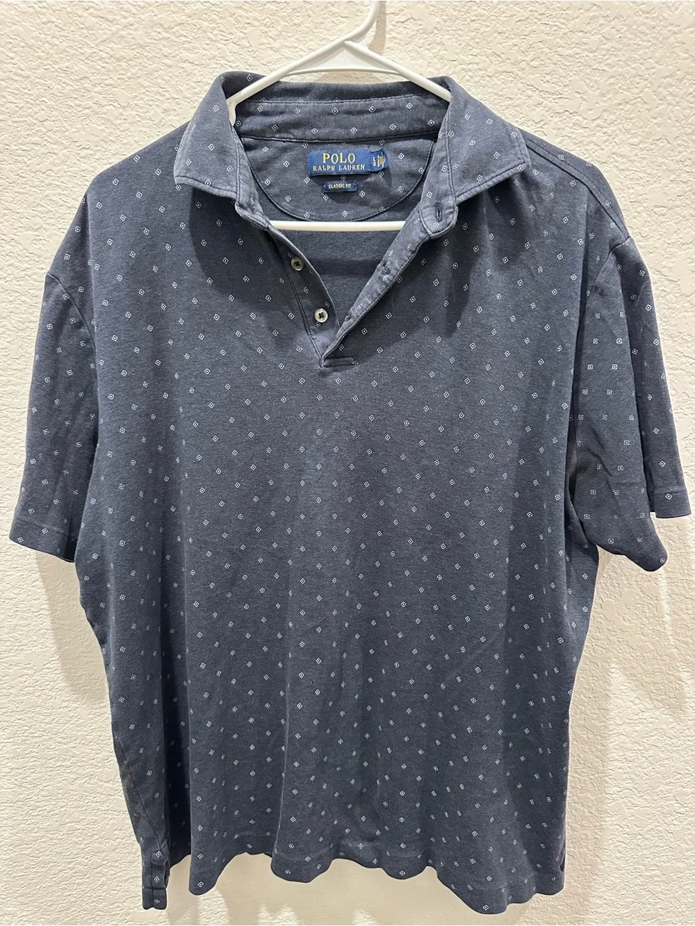 Polo‎ by Ralph Lauren Men’s Navy Blue Micro-Pattern Polo Shirt